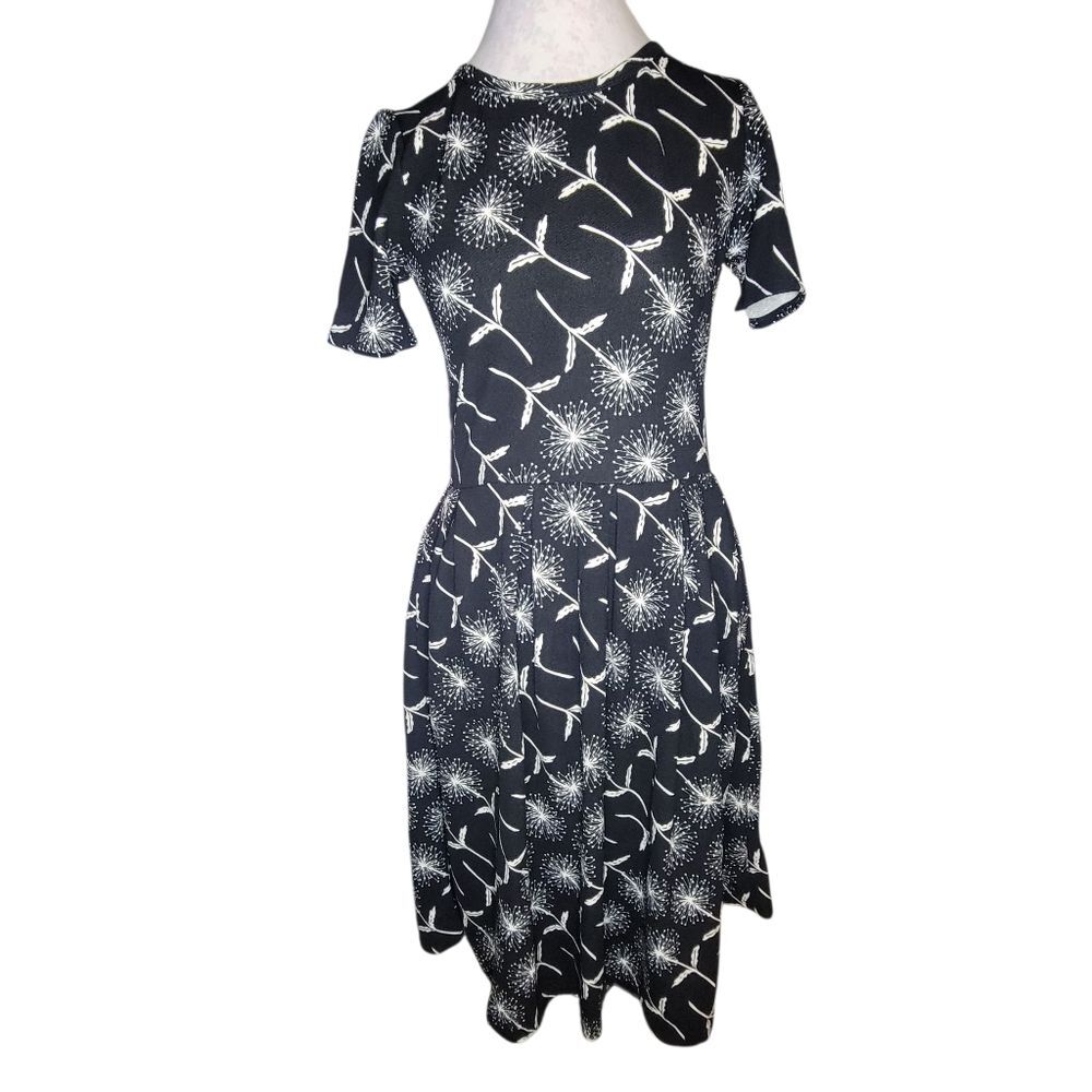 LuLaRoe Ameila Black and White Patterned Midi Dress - NWT